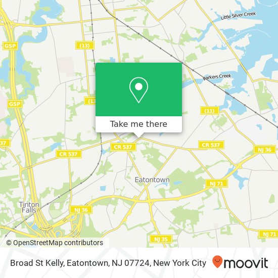 Mapa de Broad St Kelly, Eatontown, NJ 07724