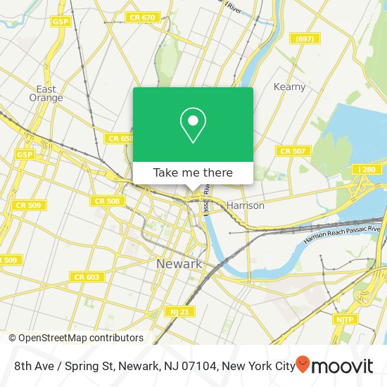 8th Ave / Spring St, Newark, NJ 07104 map