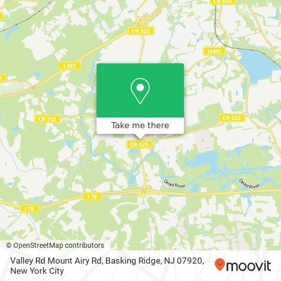 Mapa de Valley Rd Mount Airy Rd, Basking Ridge, NJ 07920