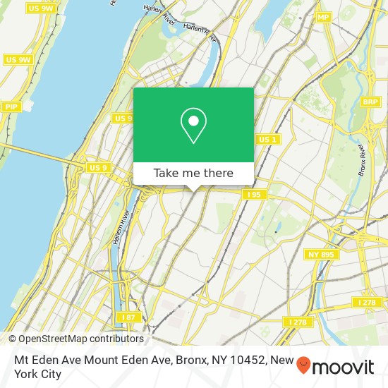 Mapa de Mt Eden Ave Mount Eden Ave, Bronx, NY 10452