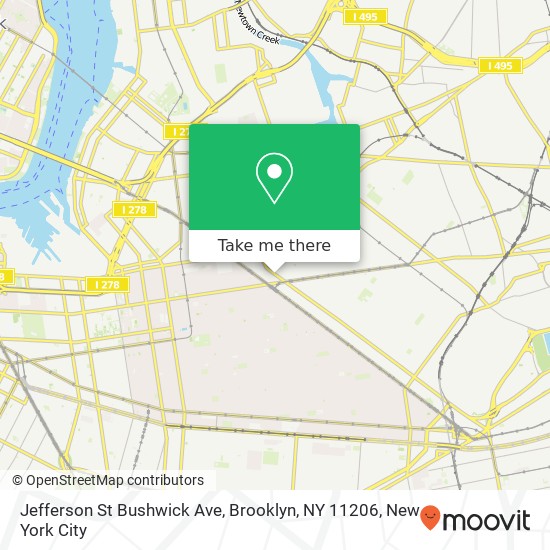 Mapa de Jefferson St Bushwick Ave, Brooklyn, NY 11206