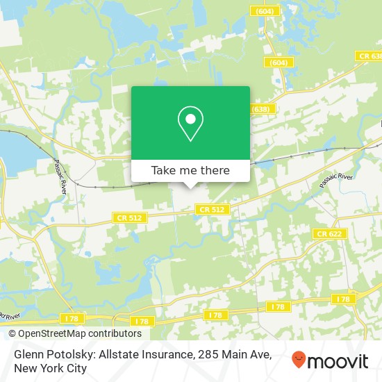 Mapa de Glenn Potolsky: Allstate Insurance, 285 Main Ave