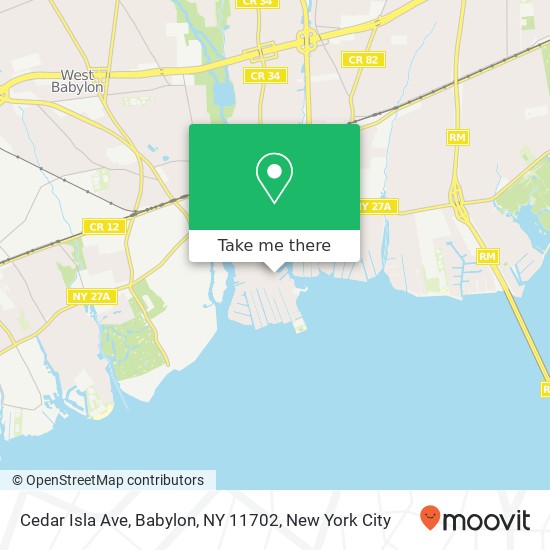 Mapa de Cedar Isla Ave, Babylon, NY 11702