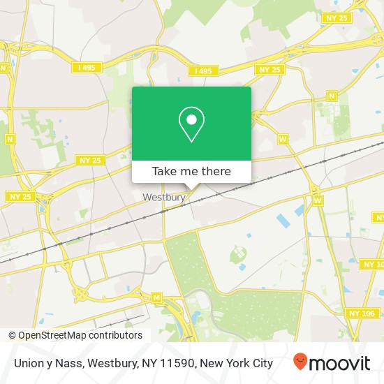 Mapa de Union y Nass, Westbury, NY 11590