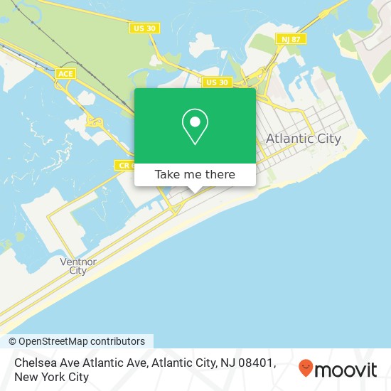 Mapa de Chelsea Ave Atlantic Ave, Atlantic City, NJ 08401