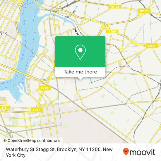 Mapa de Waterbury St Stagg St, Brooklyn, NY 11206