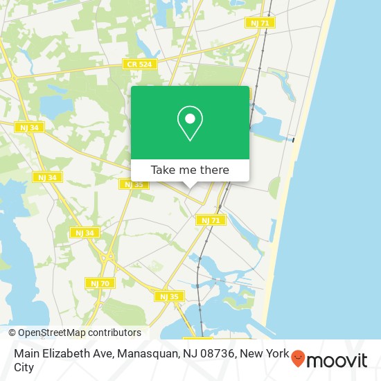 Mapa de Main Elizabeth Ave, Manasquan, NJ 08736