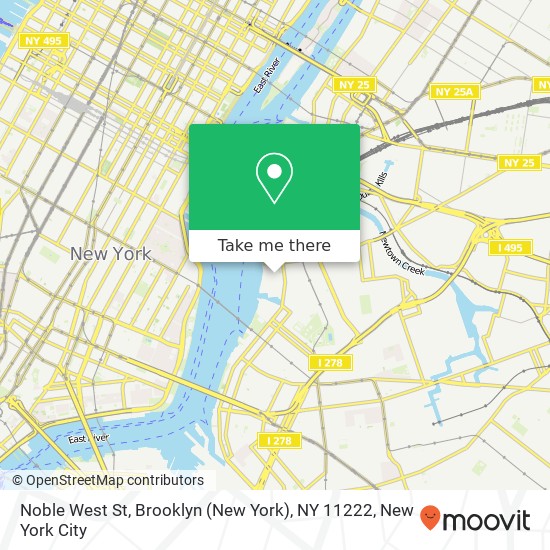 Mapa de Noble West St, Brooklyn (New York), NY 11222