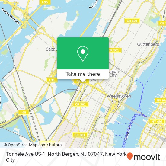 Mapa de Tonnele Ave US-1, North Bergen, NJ 07047