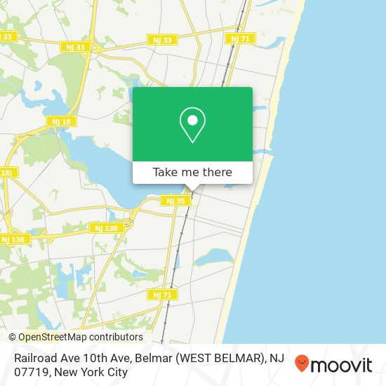 Railroad Ave 10th Ave, Belmar (WEST BELMAR), NJ 07719 map