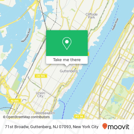 Mapa de 71st Broadw, Guttenberg, NJ 07093