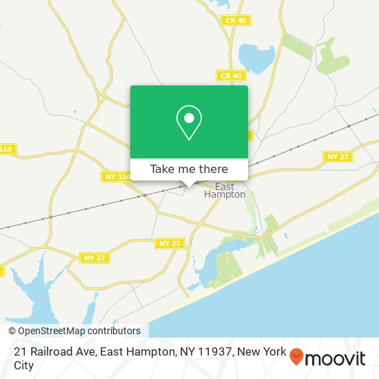 Mapa de 21 Railroad Ave, East Hampton, NY 11937
