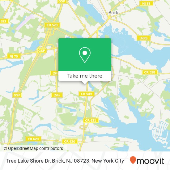 Mapa de Tree Lake Shore Dr, Brick, NJ 08723