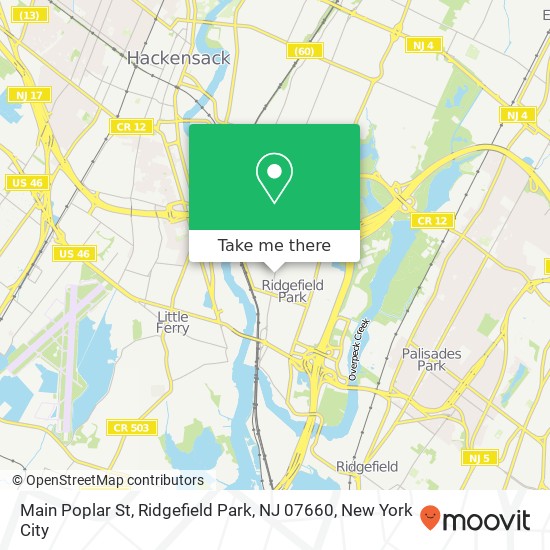 Mapa de Main Poplar St, Ridgefield Park, NJ 07660