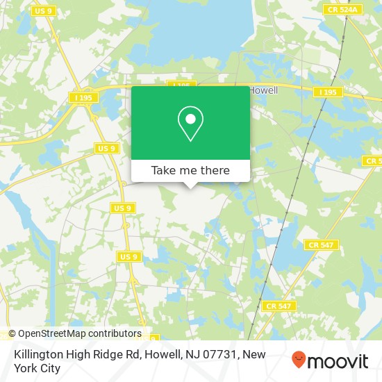 Mapa de Killington High Ridge Rd, Howell, NJ 07731