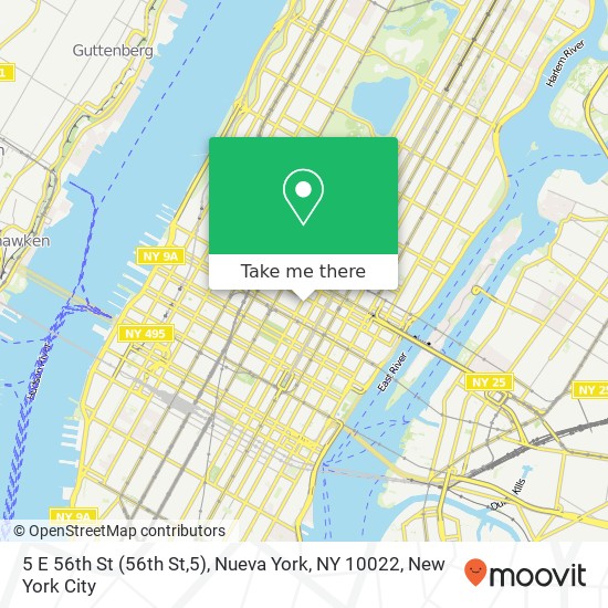 Mapa de 5 E 56th St (56th St,5), Nueva York, NY 10022