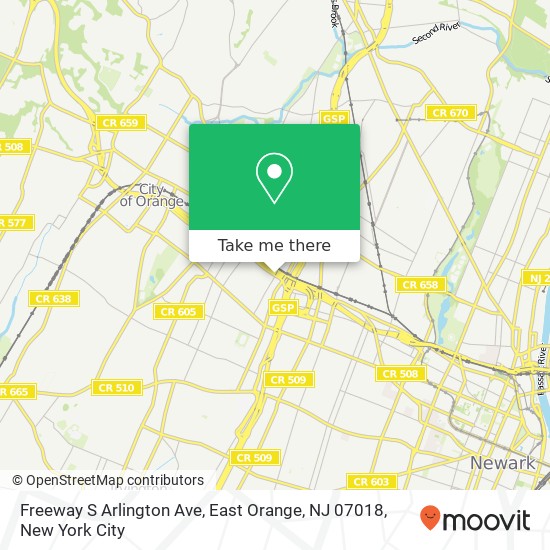 Mapa de Freeway S Arlington Ave, East Orange, NJ 07018