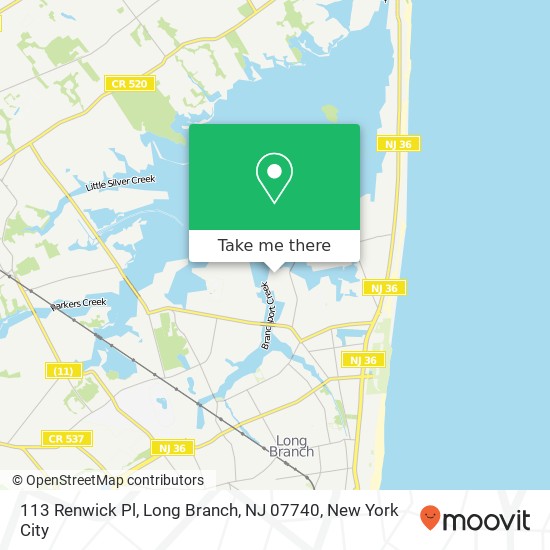 Mapa de 113 Renwick Pl, Long Branch, NJ 07740