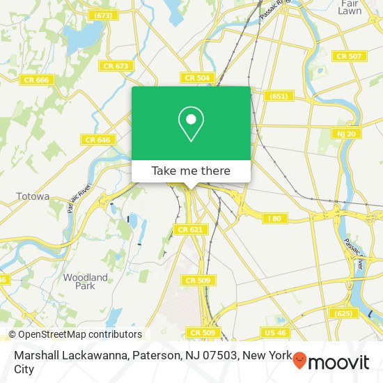 Mapa de Marshall Lackawanna, Paterson, NJ 07503