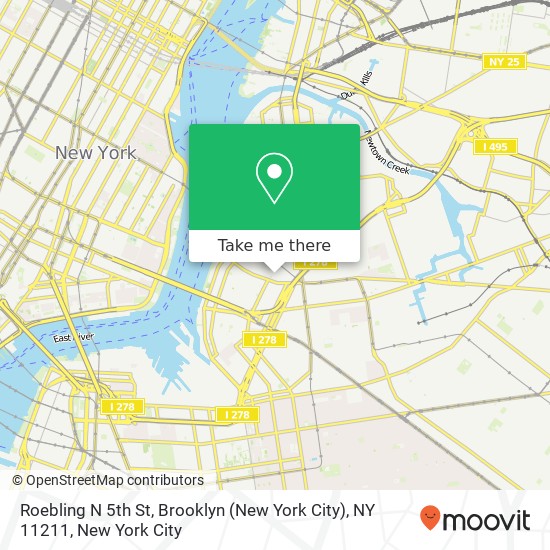 Mapa de Roebling N 5th St, Brooklyn (New York City), NY 11211