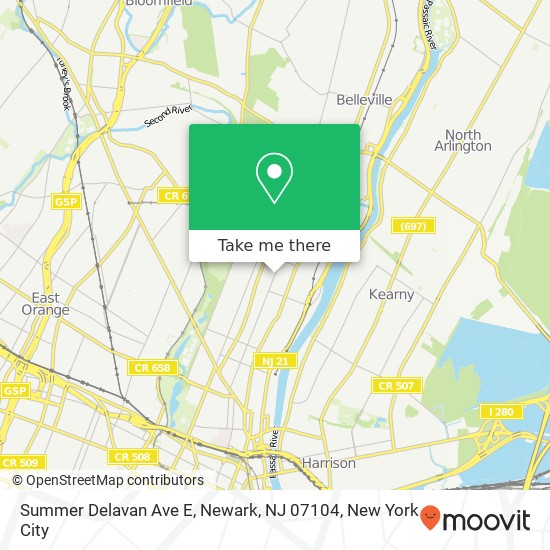 Mapa de Summer Delavan Ave E, Newark, NJ 07104