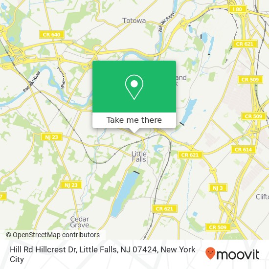 Mapa de Hill Rd Hillcrest Dr, Little Falls, NJ 07424