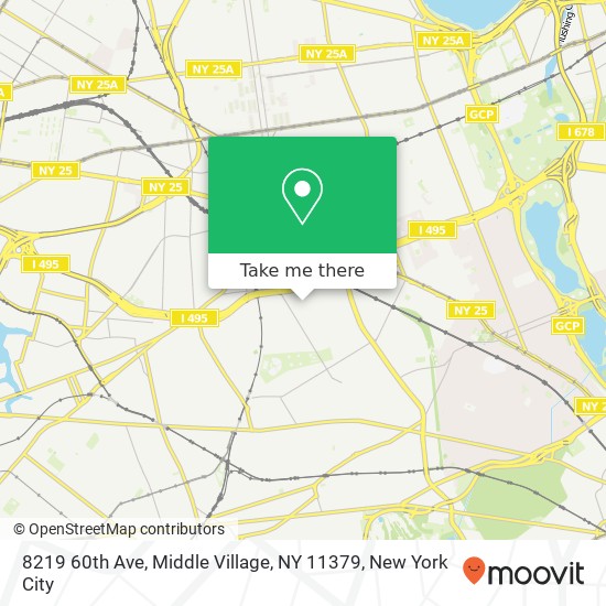 Mapa de 8219 60th Ave, Middle Village, NY 11379