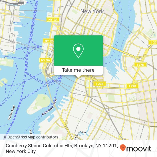 Mapa de Cranberry St and Columbia Hts, Brooklyn, NY 11201