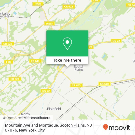 Mountain Ave and Montague, Scotch Plains, NJ 07076 map