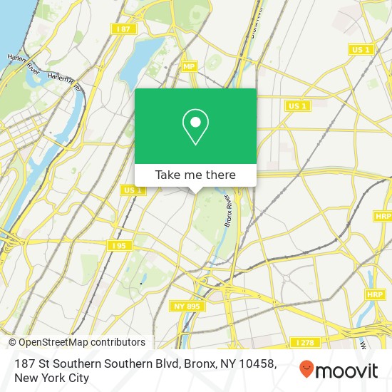 Mapa de 187 St Southern Southern Blvd, Bronx, NY 10458