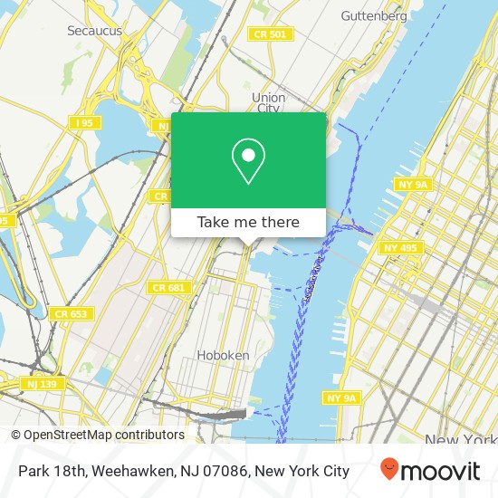 Mapa de Park 18th, Weehawken, NJ 07086