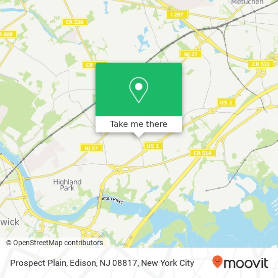 Mapa de Prospect Plain, Edison, NJ 08817