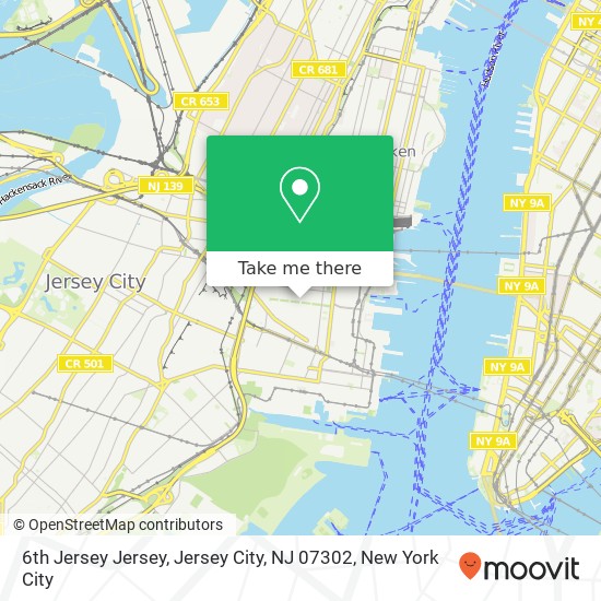 Mapa de 6th Jersey Jersey, Jersey City, NJ 07302