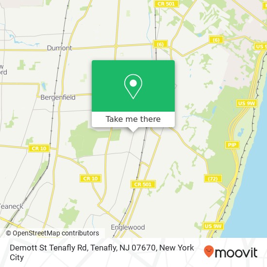 Mapa de Demott St Tenafly Rd, Tenafly, NJ 07670