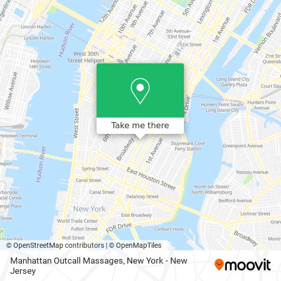 Manhattan Outcall Massages map