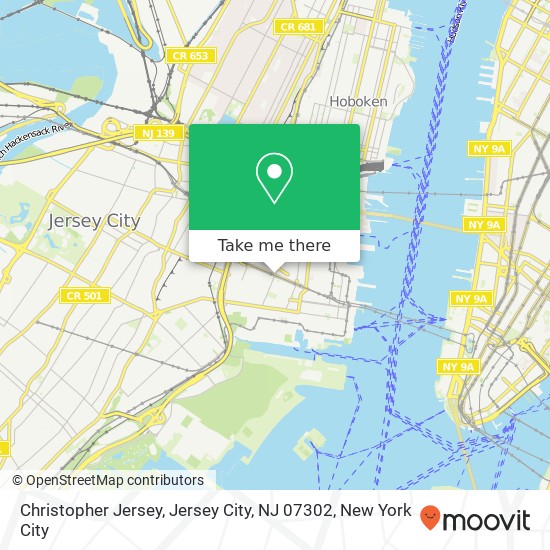 Mapa de Christopher Jersey, Jersey City, NJ 07302