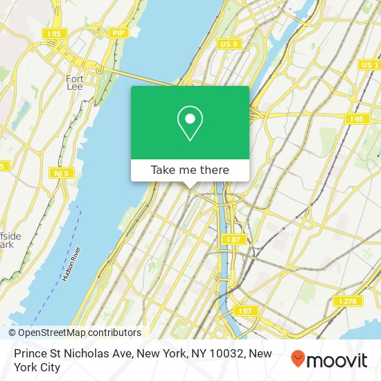 Prince St Nicholas Ave, New York, NY 10032 map