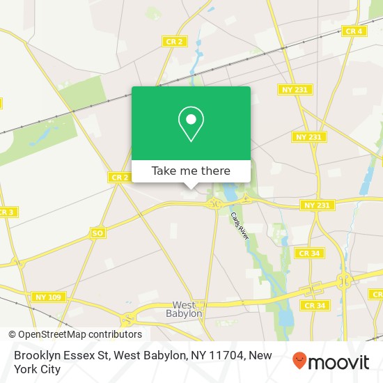 Mapa de Brooklyn Essex St, West Babylon, NY 11704