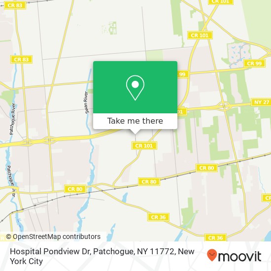 Mapa de Hospital Pondview Dr, Patchogue, NY 11772