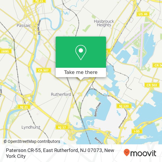 Mapa de Paterson CR-55, East Rutherford, NJ 07073