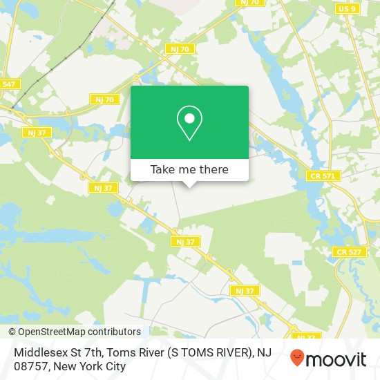 Mapa de Middlesex St 7th, Toms River (S TOMS RIVER), NJ 08757