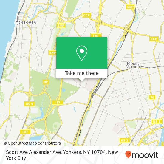 Mapa de Scott Ave Alexander Ave, Yonkers, NY 10704