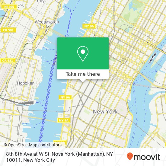 Mapa de 8th 8th Ave at W St, Nova York (Manhattan), NY 10011