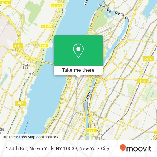 174th Bro, Nueva York, NY 10033 map