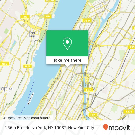 Mapa de 156th Bro, Nueva York, NY 10032