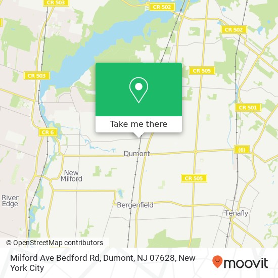 Mapa de Milford Ave Bedford Rd, Dumont, NJ 07628