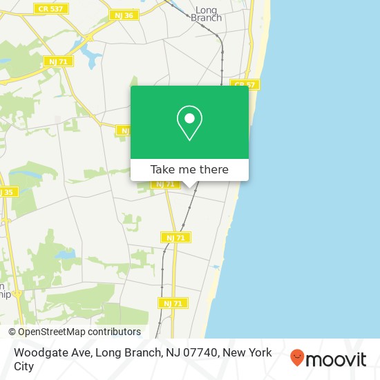 Mapa de Woodgate Ave, Long Branch, NJ 07740