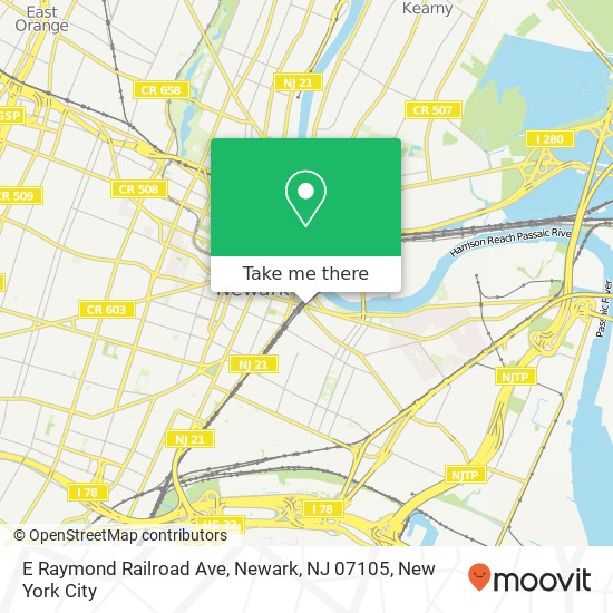 Mapa de E Raymond Railroad Ave, Newark, NJ 07105