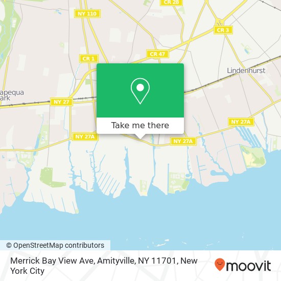 Mapa de Merrick Bay View Ave, Amityville, NY 11701