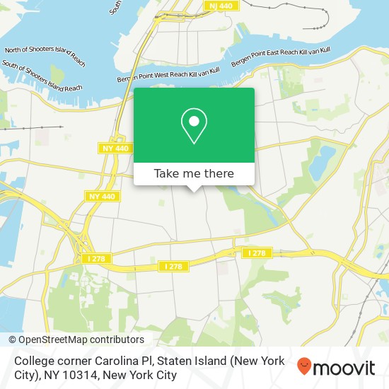 Mapa de College corner Carolina Pl, Staten Island (New York City), NY 10314